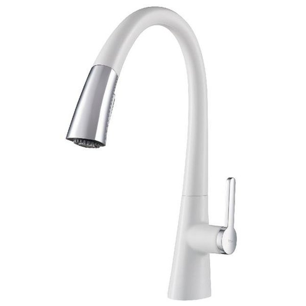 Daniel Kraus Kraus KPF-1673CHWH Nolen Dual Function Pull-Down Kitchen Faucet; Chrome & White KPF-1673CHWH